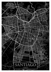 Santiago Chile City Street Map. modern city background, urban city art, abstract urban background landscape, city banner district