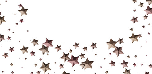 Beautiful image of rose gold stars falling on a white background. Perfect for festive designs.