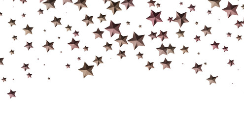 Image of brown stars falling on white background. Perfect for celebration, party, or holiday designs.