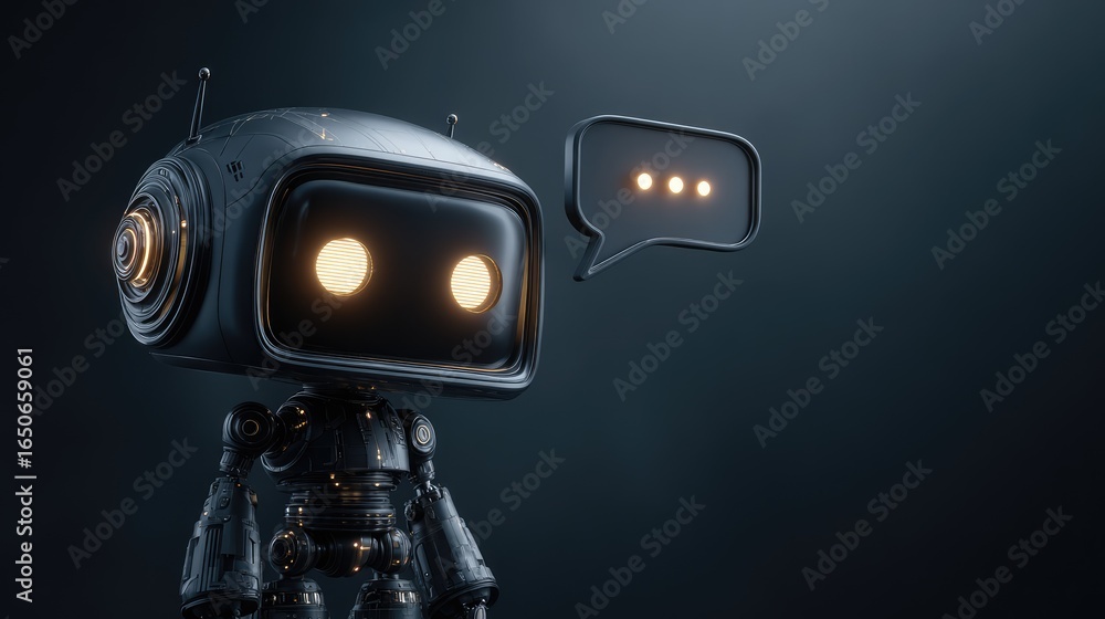 Poster futuristic robot concept, communicating and ready to serve. the image highlights an advanced technol