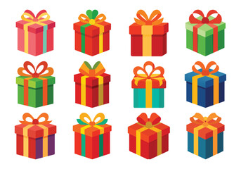 Colorful Gift Boxes with Ribbons and Bows for Celebrations and Holidays