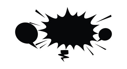 Black and white comic explosion speech bubble graphic element