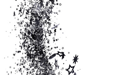 A festive background image of black star confetti on white. Perfect for celebrations and events.
