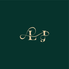 monogram initial logo design elegant style with wavy line LJ organic curve wedding letter