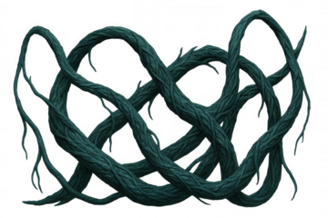Teal vines intertwining, forming a natural frame against a transparent background, ideal for nature-themed designs