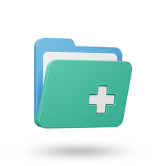 Obraz premium Medical file with plus sign, healthcare and patient data, digital records and protection