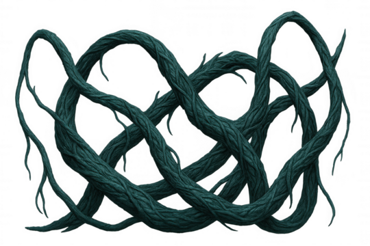 Teal vines intertwining, forming a natural frame against a transparent background, ideal for nature-themed designs
