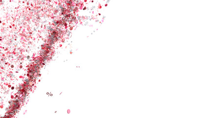 Fototapeta premium Abstract background with pink confetti and percentage signs. Perfect for sales, discounts, and promotions.