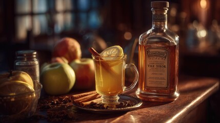 A cozy still life showcasing the delicious ingredients for a warm beverage and drink