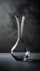 glass vase on black background