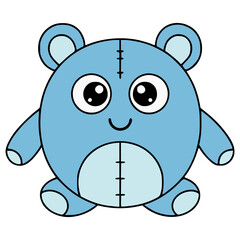 cute plush stuffed toys doll flat color vector illustration template design