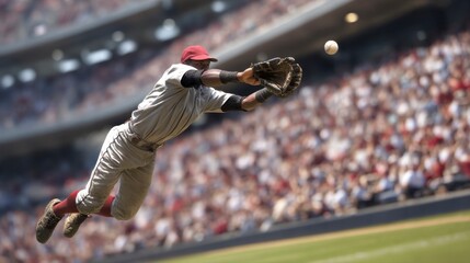Dynamic Outfielder Climbing Wall for Incredible Baseball Catch