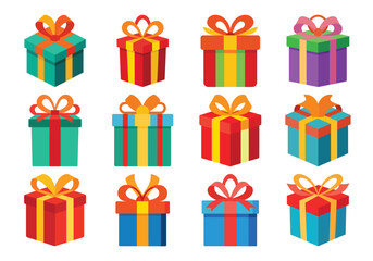 Colorful Gift Boxes with Bows for Holiday Celebrations and Birthdays