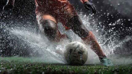 Action-Packed Soccer Match Featuring Midfielder Executing Tackle