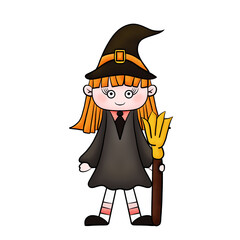 Witch holding a broomstick