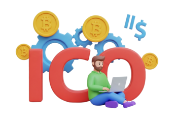 ICO Concept with Bitcoin and Cryptocurrency