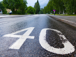 number 40 on road surface