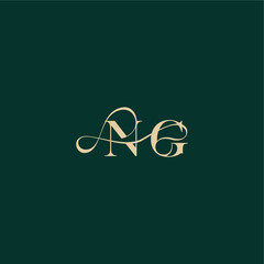 monogram initial logo design elegant style with wavy line NG organic curve wedding letter