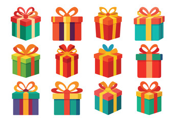 Colorful Gift Boxes Collection for Celebrations and Special Occasions Vector