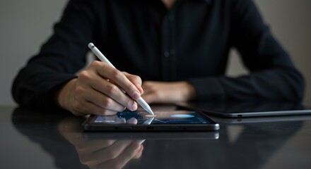 Digital Designer Working on Tablet with Stylus