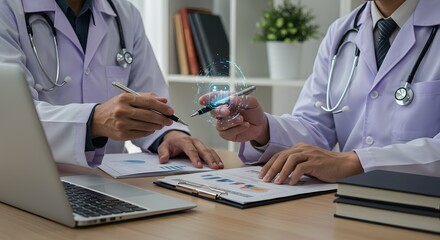 Doctors Analyzing Medical Data and Technology
