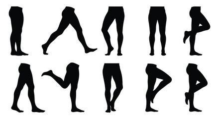Collection of female leg silhouettes in various poses and high heels