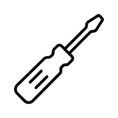 Vector black line icon for Screwdriver