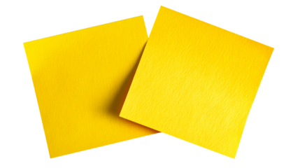 Two yellow paper notes overlapping on a transparent background