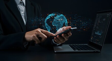 Global Business Connection and Digital Technology Concept