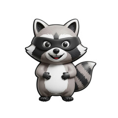 Adorable Raccoon Character Mascot With a Cheerful Expression Sitting Against a Transparent Background