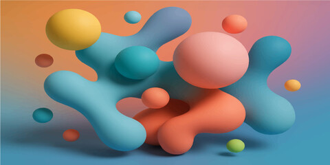 Colorful vector illustration of a happy family symbol formed from abstract spheres and drops