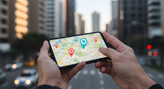 Mobile Navigation App in City Street Environment - Powered by Adobe