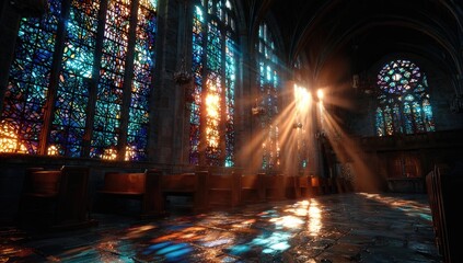 Fototapeta premium stained glass window in church