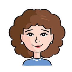 Young woman avatar color cartoon style vector