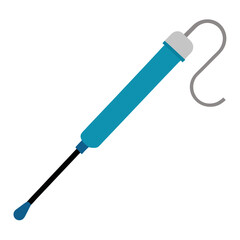 Medical instrument with hook and blue handle