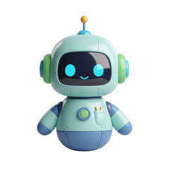 Cute 3D Rendered Robot Character on Transparent Background for Creative Projects