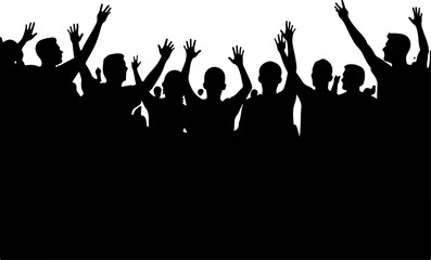 Obraz premium group of people holding flag, silhouette, people, party, dance, crowd, vector, music, illustration, disco, group, dancing, woman, fun, art, design, concert, black, celebration, audience, hand, men, cl