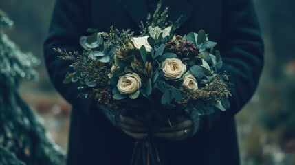 Mournful, grieving image of a funeral wreath represents burial, now available on Shutterstock and Adobe Stock. Mournful, grieving image shows arrangement of delicate roses and greenery
