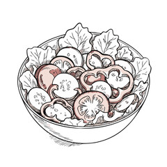 Healthy Salad Bowl Illustration A Fresh and Colorful Vegetable Medley for Health and Wellness