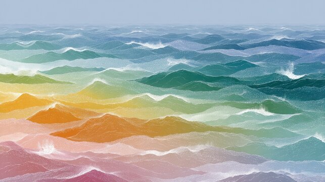 Rainbow mountain range, wavy - Powered by Adobe