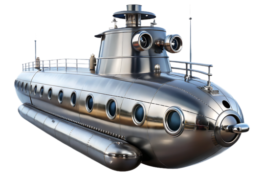 Miniature Submarine – Isolated on White Background – PNG – GENERATIVE AI