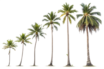 Coconut trees in different stems, Isolated on AI generated by PNG