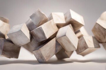 Abstract Wooden Cubes Arrangement
