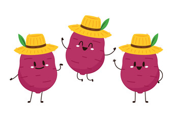 Roasted sweet potato. Sweet potato cartoon. Sweet potato character design.