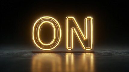 Glowing Golden Neon Text Symbol O N isolated on a transparent background image