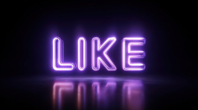 Bright Purple Neon L I K E Sign Glowing isolated on a transparent background like 2 - Powered by Adobe