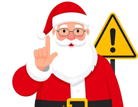 Santa Claus with warning sign