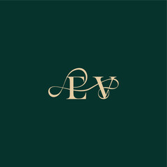 organic curve wedding EV elegant style with wavy line monogram initial logo design letter