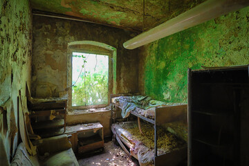 bedroom in an abandoned children's home