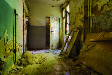 floor ruins in an old children's home basement